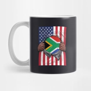 South Africa Flag American Flag Ripped - Gift for South African From South Africa Mug